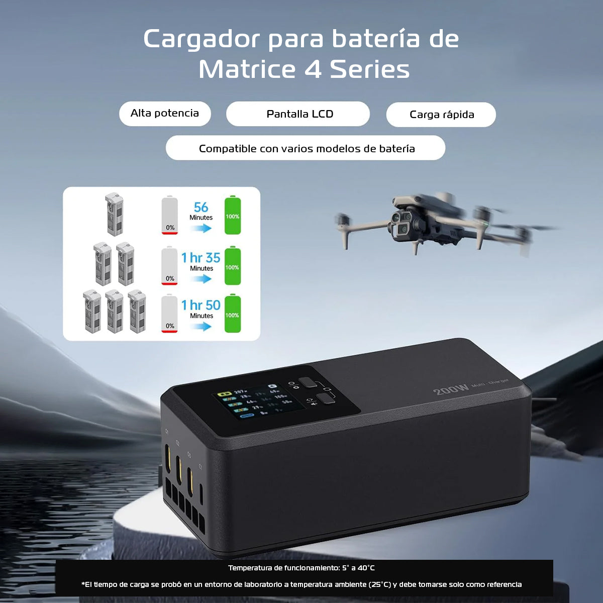 200W Cargador Múltiple de Batería | Matrice 4 Series