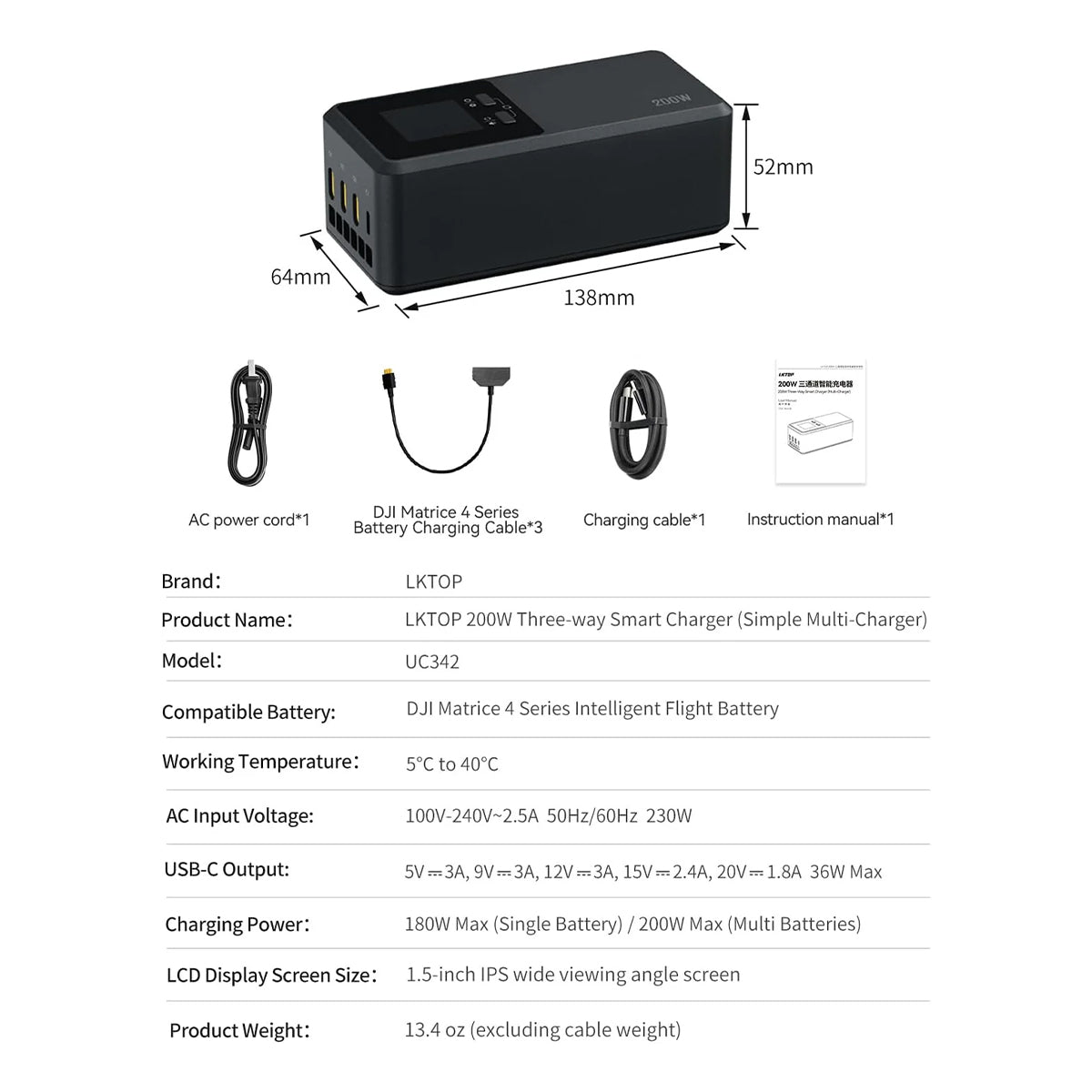 200W Cargador Múltiple de Batería | Matrice 4 Series