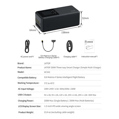 200W Cargador Múltiple de Batería | Matrice 4 Series