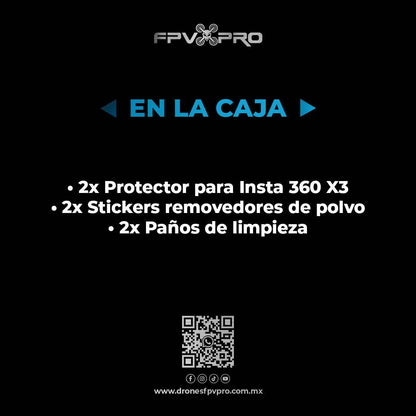 2 Sets | Protectores de Vidrio Templado | Insta360 X3 - Fpv Pro Robotics